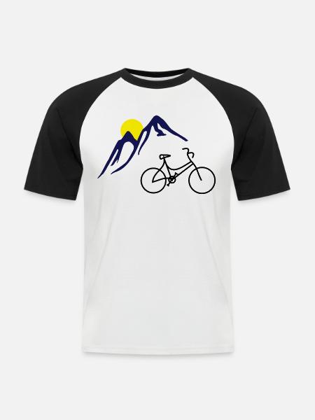 Bike, mountains and Sun - Men's Baseball T-Shirt - white/black