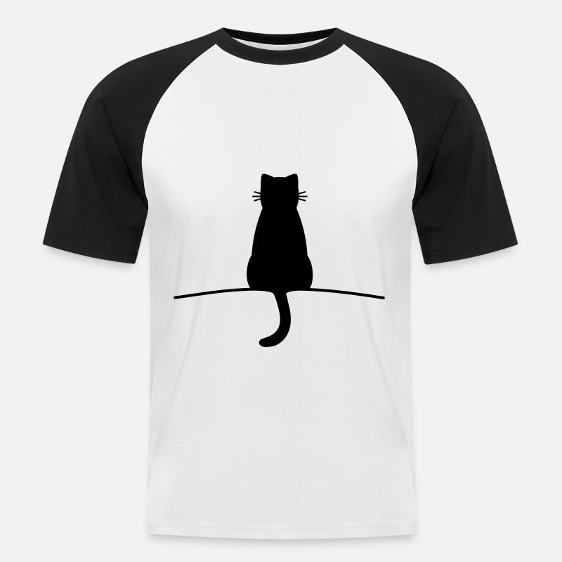 Katze Silhouette Kater Kätzchen minimal - Männer Baseball-T-Shirt - Weiß/Schwarz