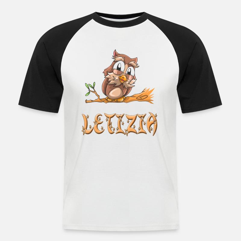 Eule Letizia - Männer Baseball-T-Shirt - Weiß/Schwarz