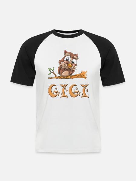 Owl Gigi - Men's Baseball T-Shirt - white/black