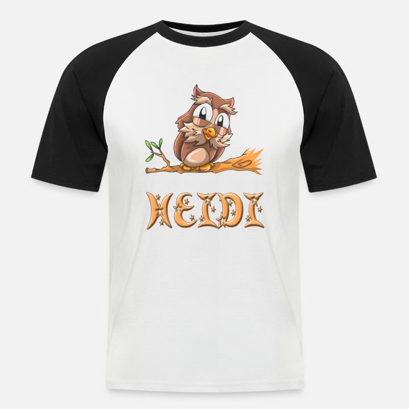 Eule Heidi - Männer Baseball-T-Shirt - Weiß/Schwarz