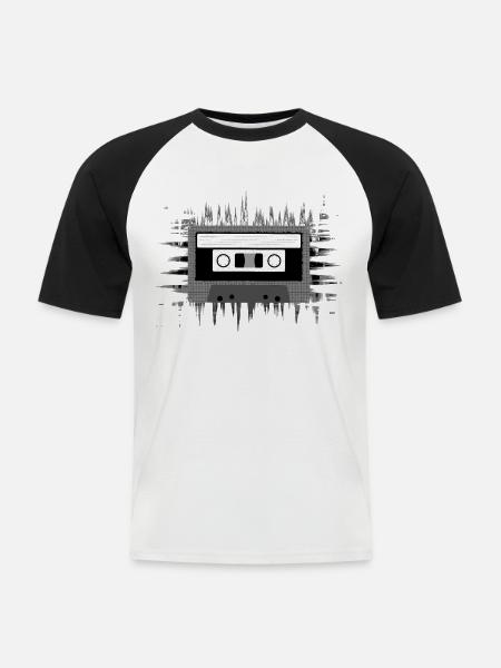 Musikkassette Tape - Männer Baseball-T-Shirt - Weiß/Schwarz
