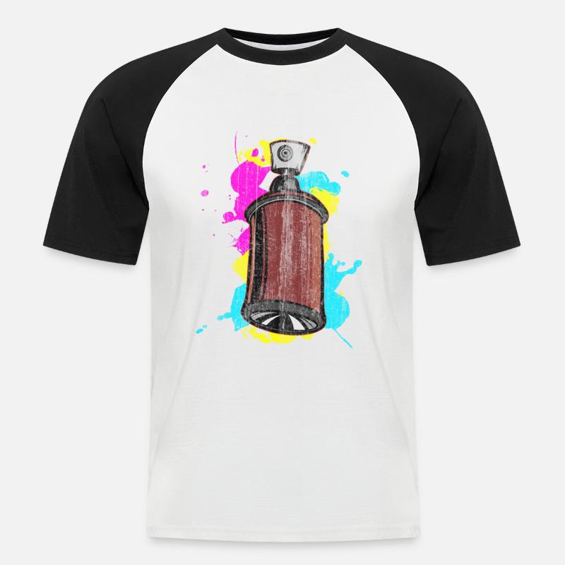 Graffiti Spraydose mit Spritzfarben - Männer Baseball-T-Shirt - Weiß/Schwarz