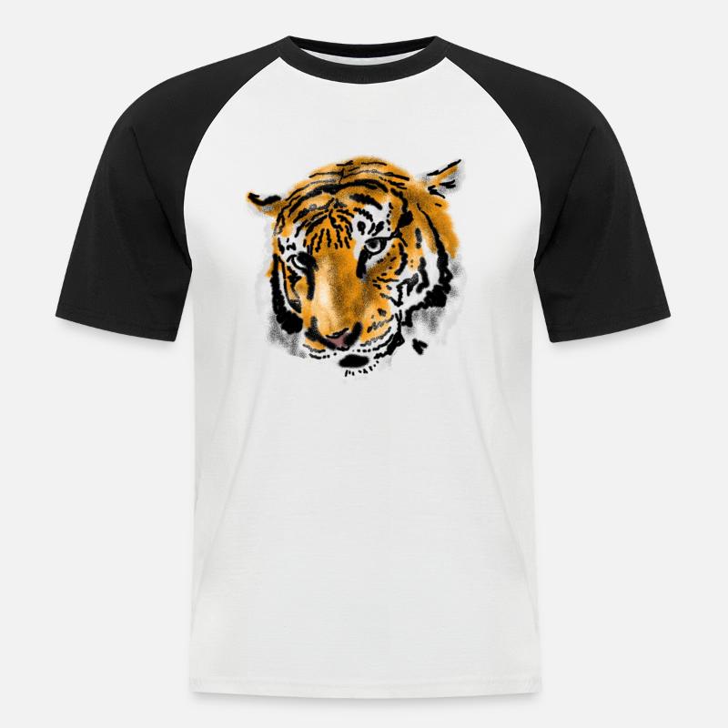 Tiger - Männer Baseball-T-Shirt - Weiß/Schwarz