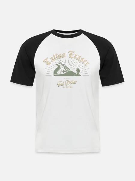 Tattoo Eraser - Männer Baseball-T-Shirt - Weiß/Schwarz