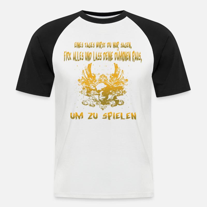 Dämon - Männer Baseball-T-Shirt - Weiß/Schwarz