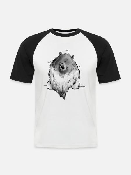 Funny Wolfsspitz I Comic Dog Gift - Men's Baseball T-Shirt - white/black