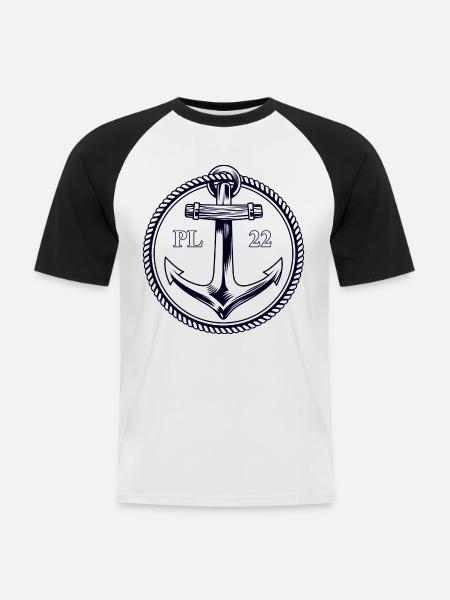 PL22 Marine Anchor - Men's Baseball T-Shirt - white/black