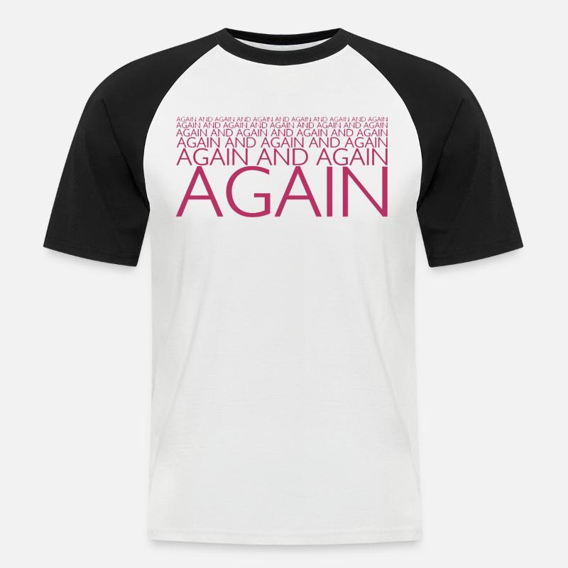 AGAIN AND AGAIN - Maglia da baseball a manica corta da uomo - bianco/nero