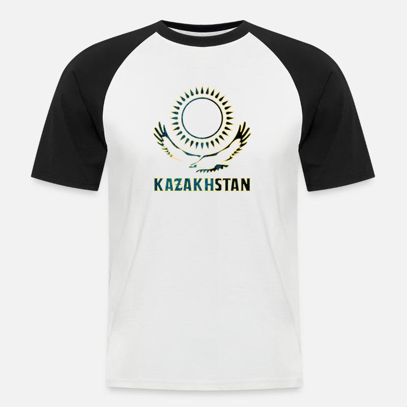 Kasachstan Steppenadler Geschenk - Männer Baseball-T-Shirt - Weiß/Schwarz
