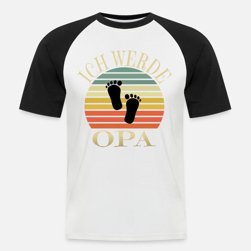 Ich werde Opa - Männer Baseball-T-Shirt - Weiß/Schwarz