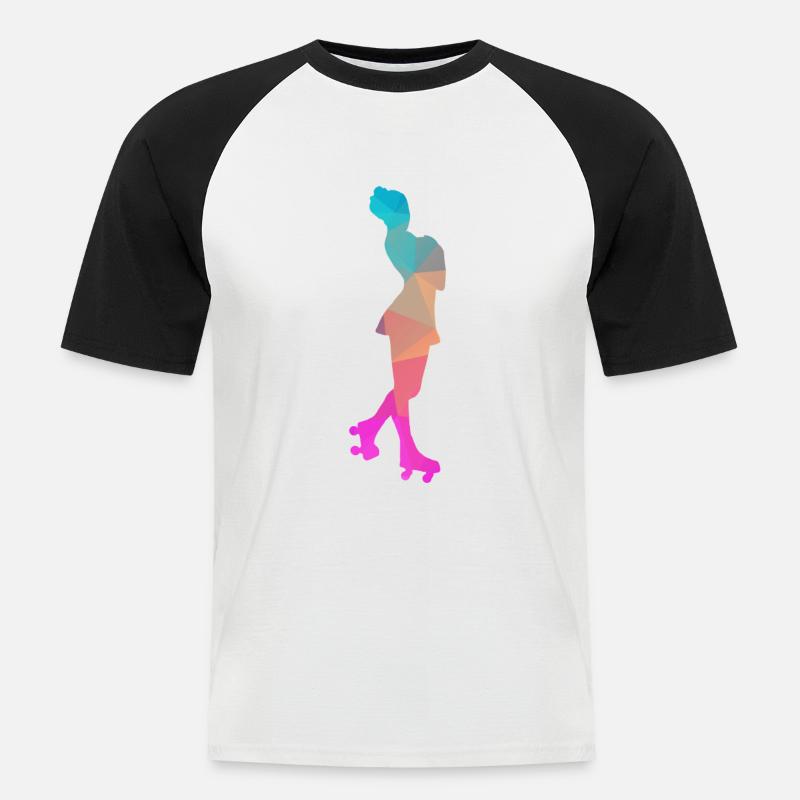Abstrakter Eis- und Rollschuh-Design - Männer Baseball-T-Shirt - Weiß/Schwarz
