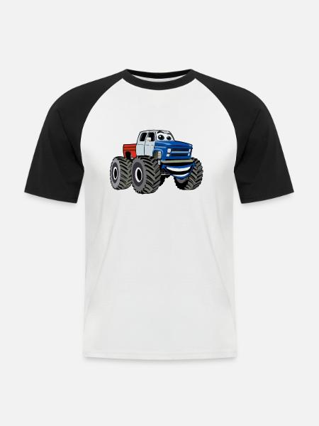 Monster Truck - Maglia da baseball a manica corta da uomo - bianco/nero