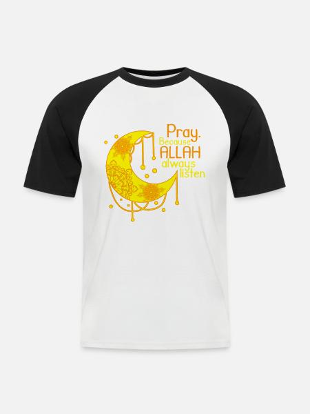 Islam shirt halvmåne siger Allah - Kortærmet herre-baseballshirt - hvid/sort