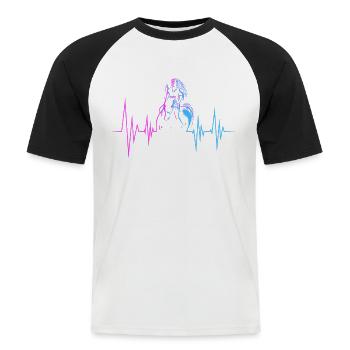 Chevaux battement de coeur cheval équitation cavalière - T-shirt baseball manches courtes Homme - blanc/noir - Devant - Nik (191cm)