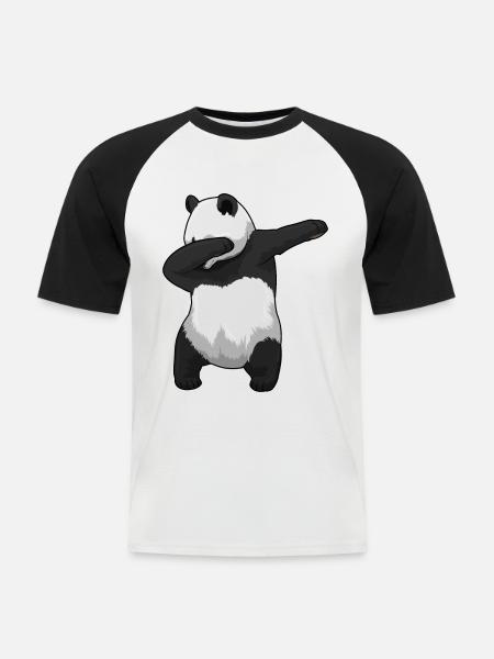 Panda Hip Hop Tanz - Männer Baseball-T-Shirt - Weiß/Schwarz