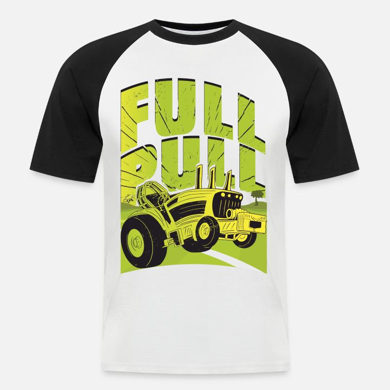 Traktor Pulling - Männer Baseball-T-Shirt - Weiß/Schwarz