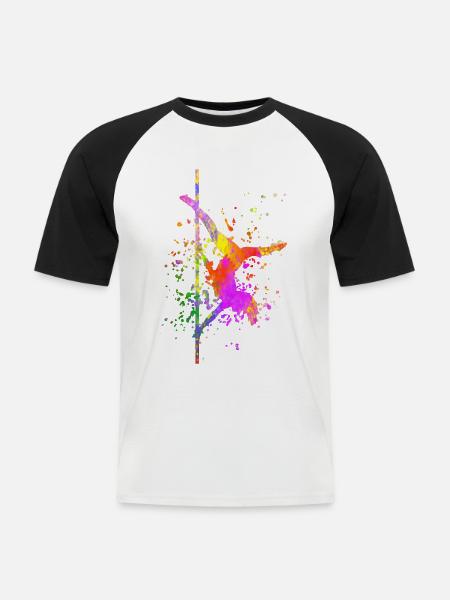 Pole Dance Fitness Farbspritzer Poledance - Männer Baseball-T-Shirt - Weiß/Schwarz