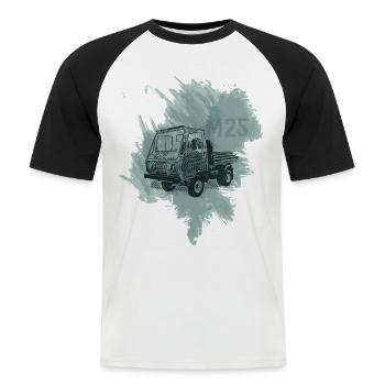 M25 Multicar - Männer Baseball-T-Shirt - Weiß/Schwarz - Vorne - Nik (191cm)
