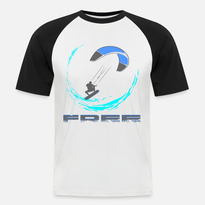 Kitesurf - Männer Baseball-T-Shirt - Weiß/Schwarz