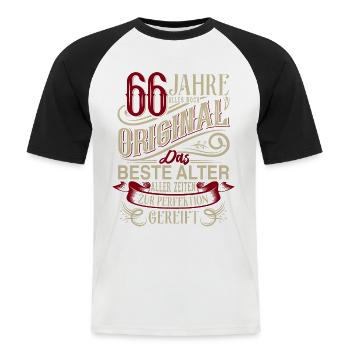 66. Geburtstag Vintage Retro - Männer Baseball-T-Shirt - Weiß/Schwarz - Vorne - Nik (191cm)