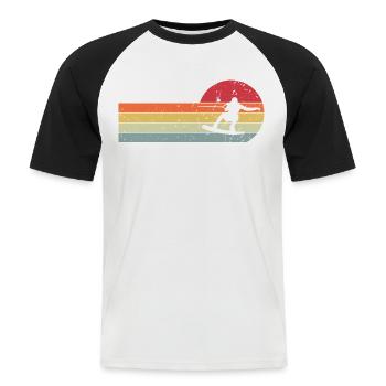 Wakeskate Wakeskating Wakeskater Wakeboard - T-shirt baseball manches courtes Homme - blanc/noir - Devant - Nik (191cm)