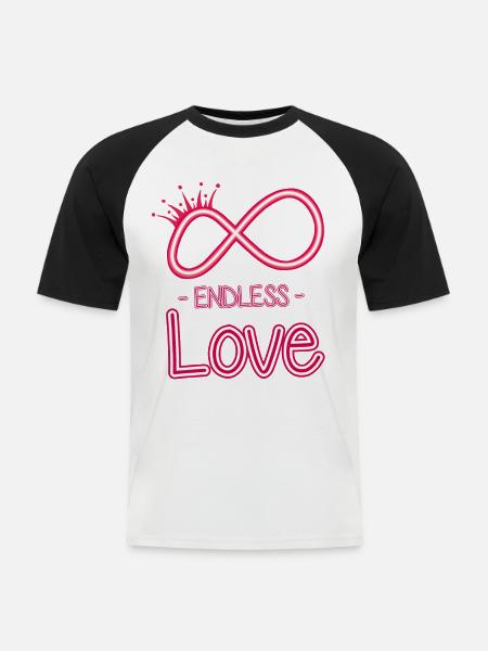 symbole de l’amour éternel - T-shirt baseball manches courtes Homme - blanc/noir