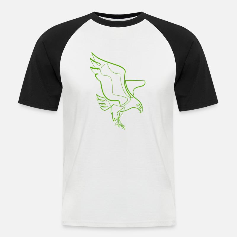 Eagle single line / one line - Men's Baseball T-Shirt - white/black
