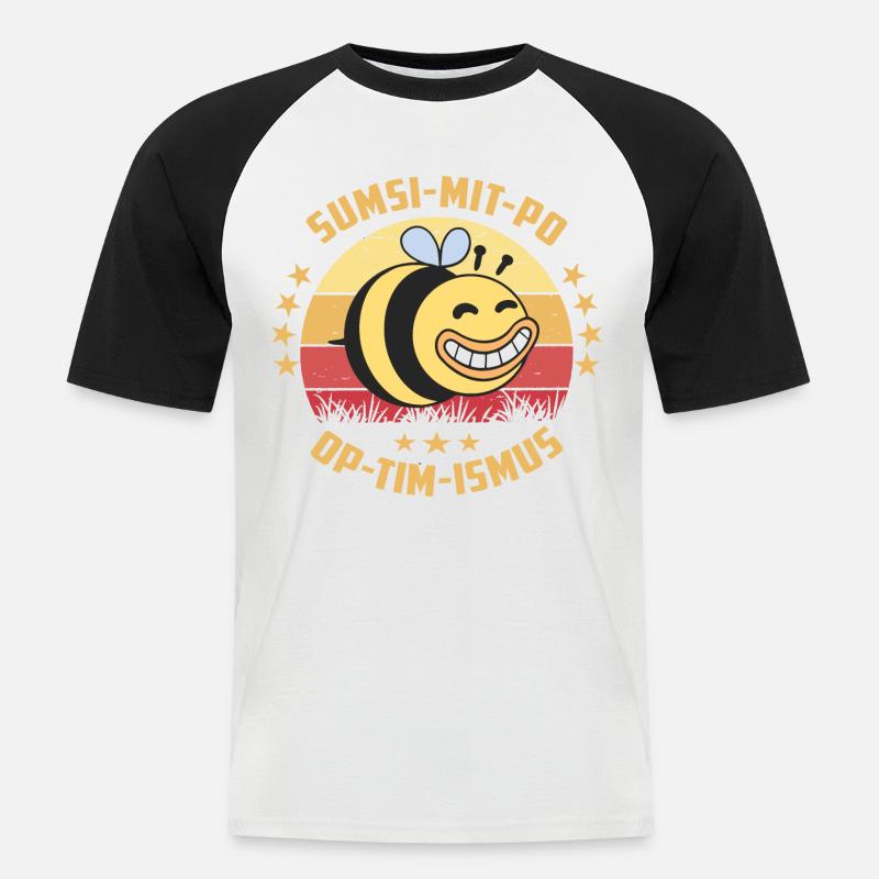 Optimismus oder Sumsi mit Po - Männer Baseball-T-Shirt - Weiß/Schwarz