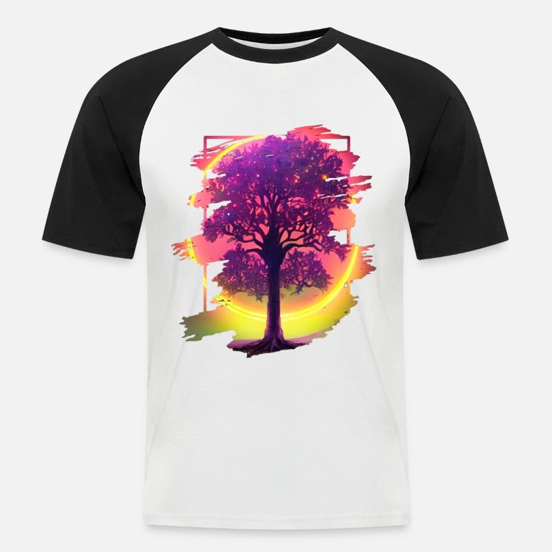Lebensbaum - Männer Baseball-T-Shirt - Weiß/Schwarz