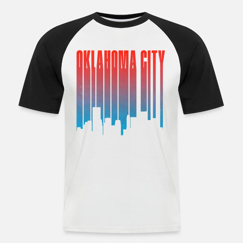 Oklahoma City Skyline Gradient - Männer Baseball-T-Shirt - Weiß/Schwarz