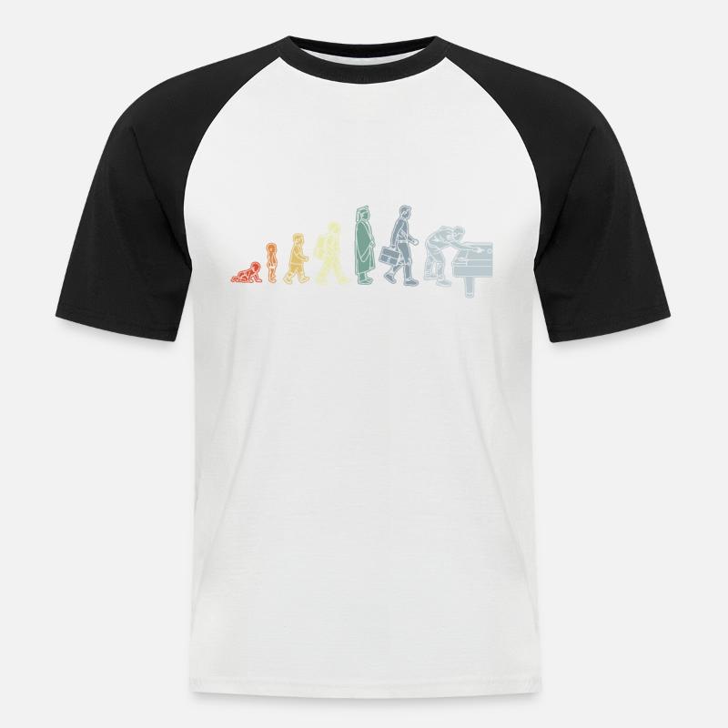 Pool Evolution - Männer Baseball-T-Shirt - Weiß/Schwarz