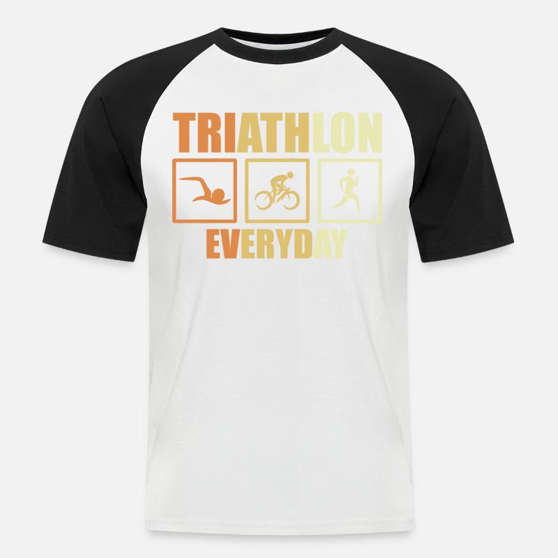 Fahrrad Triathlon Routine - Männer Baseball-T-Shirt - Weiß/Schwarz