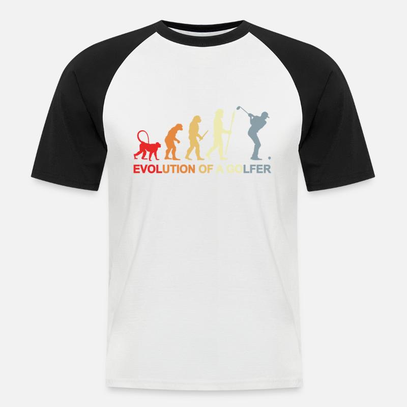 Golfer Evolution - Männer Baseball-T-Shirt - Weiß/Schwarz