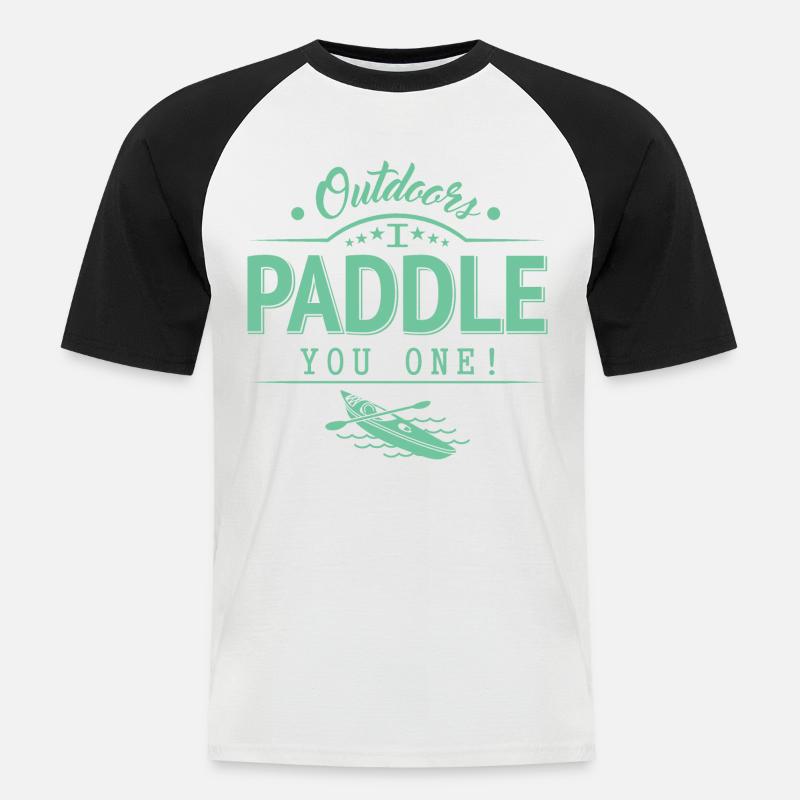 Draußen Paddele ich dir eins - Männer Baseball-T-Shirt - Weiß/Schwarz