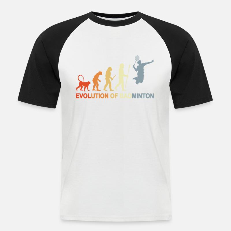 Badminton Evolution - Männer Baseball-T-Shirt - Weiß/Schwarz