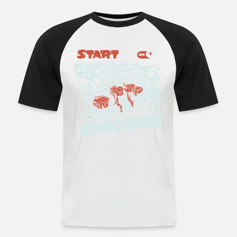 Start the engine, engine, engine - Men's Baseball T-Shirt - white/black