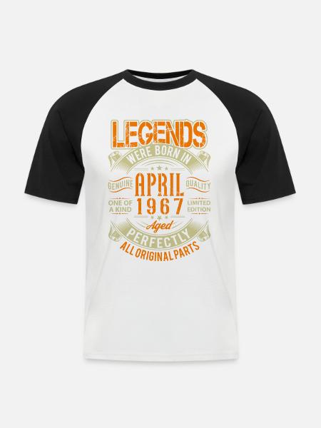 1967 April Birthday Legend - Men's Baseball T-Shirt - white/black