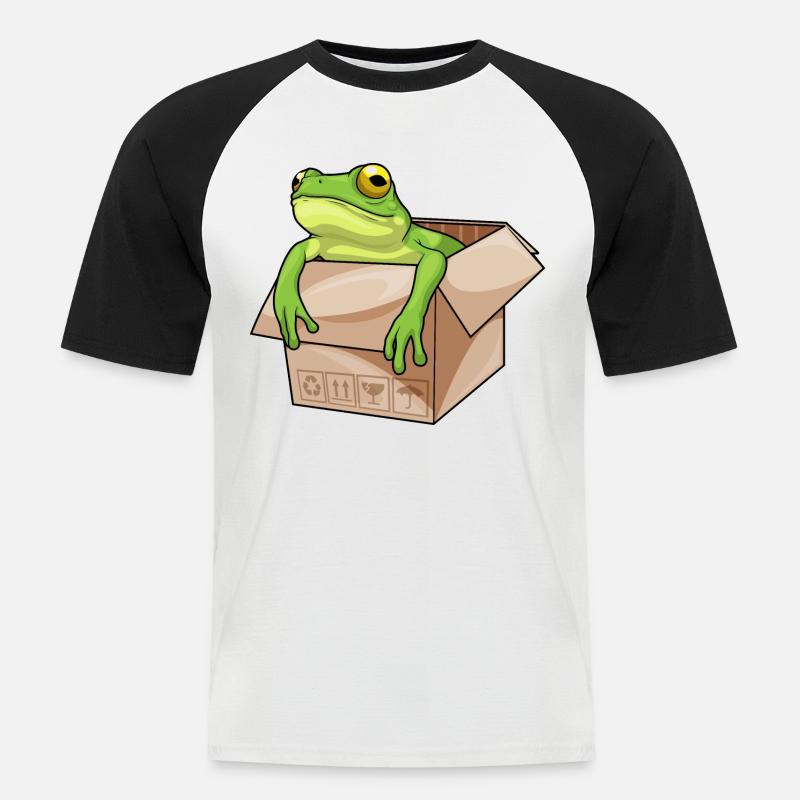 Frosch Karton - Männer Baseball-T-Shirt - Weiß/Schwarz
