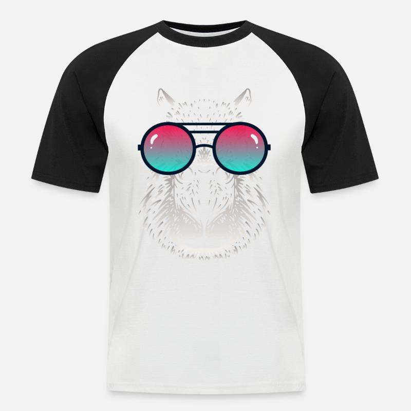 Cooles Capybara mit Sonnenbrille - Männer Baseball-T-Shirt - Weiß/Schwarz