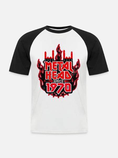 METALHEAD since 1970 - Männer Baseball-T-Shirt - Weiß/Schwarz