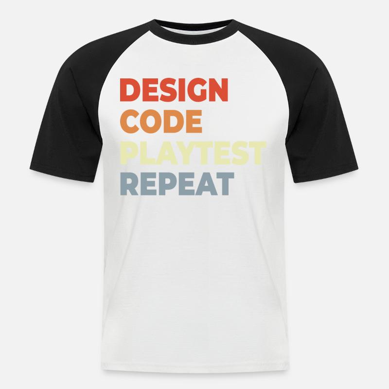 Game Development Workflow - Men's Baseball T-Shirt - white/black