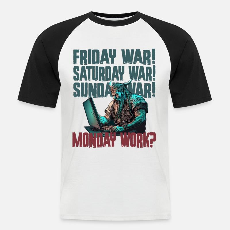 Monday work Programier-Wikinger - Männer Baseball-T-Shirt - Weiß/Schwarz