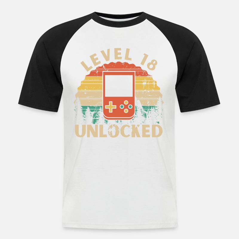 Level 18 freigeschaltet - Männer Baseball-T-Shirt - Weiß/Schwarz