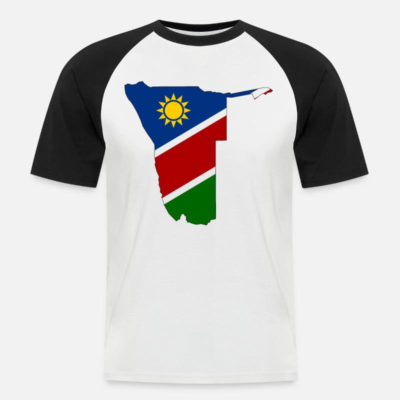 Namibia flag map - Men's Baseball T-Shirt - white/black