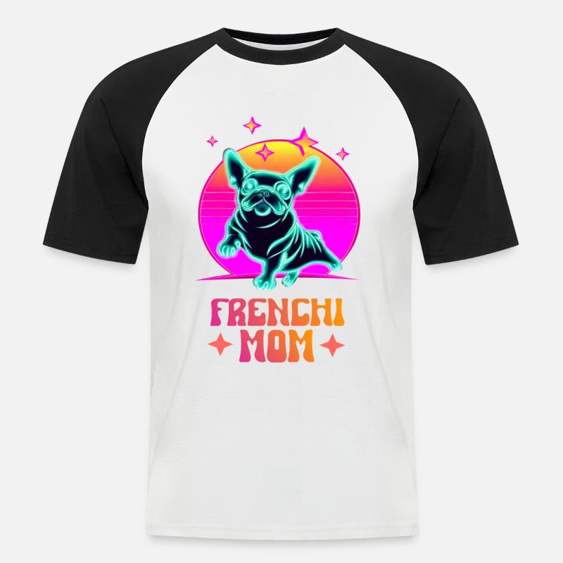 Frenchie Mom - Männer Baseball-T-Shirt - Weiß/Schwarz
