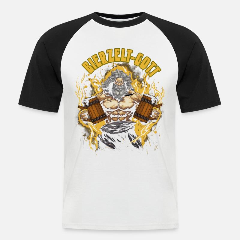 Bierzelt Gott Biertrinker Geschenk - Männer Baseball-T-Shirt - Weiß/Schwarz