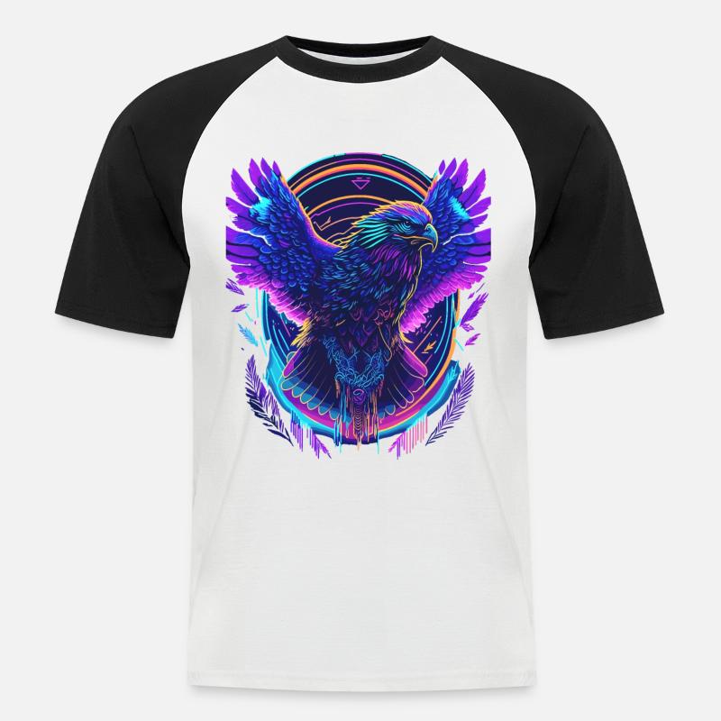 Flying Eagle Synthwave - Men's Baseball T-Shirt - white/black