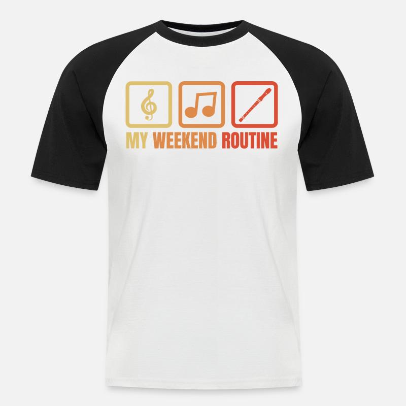 Flötisten Wochenendprogramm - Männer Baseball-T-Shirt - Weiß/Schwarz