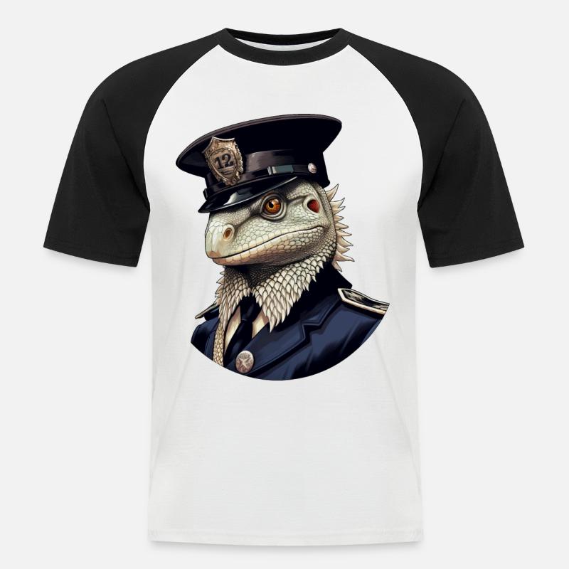 Polizei Eidechsen - Männer Baseball-T-Shirt - Weiß/Schwarz